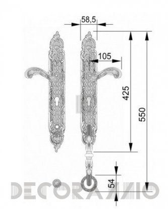 Ручки для распашных дверей подвижные Mestre DECORATIVE DOOR IRONMONGERY 2013 - 0J1605.85Y.71