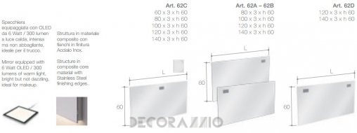 Зеркало для ванной Falper Quattro Zero - 62C_60x3x60