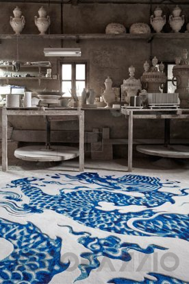 Ковер GAN Chain Stitch - blue_china_rug_white