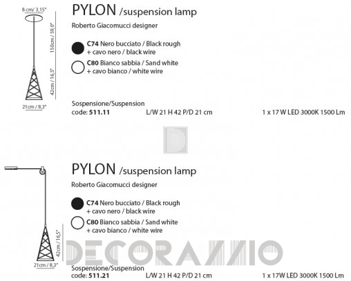 Светильник  потолочный подвесной (Люстра) Tooy Pylon - 511.11_c74