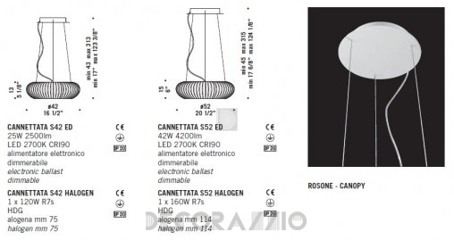 Светильник  потолочный подвесной (Люстра) De Majo Cannettata - cannettata-S42-halogen