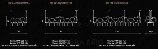 Светильник  потолочный подвесной (Люстра) Light4 Venezia - SO 18L horizontal