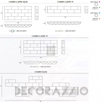 Светильник  настенный накладной (Бра) Light4 Brick - brick compo MAXI