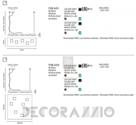 Светильник  потолочный подвесной (Люстра) Fabbian Quarter - F38 A01 01