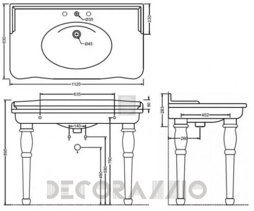 Подвесная раковина Artceram HERMITAGE - HEL004 01 00