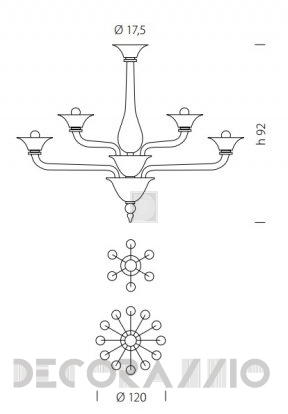 Светильник  потолочный подвесной (Люстра) Sylcom Soffio - 1543/12+6BLCR.CR