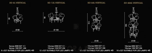 Светильник  потолочный подвесной (Люстра) Light4 Venezia - SO 666L vertical